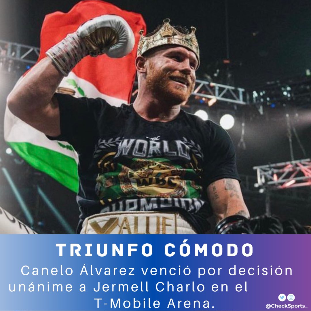 ¡GANÓ CANELO🥊🔥!

Saúl “Canelo” Álvarez (60-2-2, 39 KOs) venció a Jermell Charlo en una decisión unánime en el combate por el peso supermediano.

Canelo defendió con éxito nuevamente sus cuatro cinturones de las 168 libras.

#CheckSports #Boxeo #CaneloCharlo