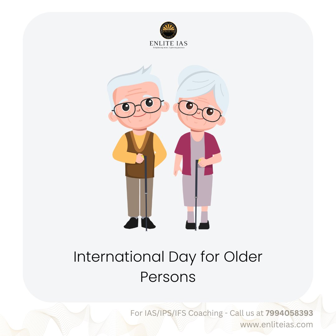 International Day for Older Persons - October 01

The International Day of Older Persons is observed on October 1 each year. The United Nations General Assembly established the day in 1990. 

#EnliteIAS #UNIDOP2023 #InternationalDayOfOlderPersons #DayofOlderPersons
