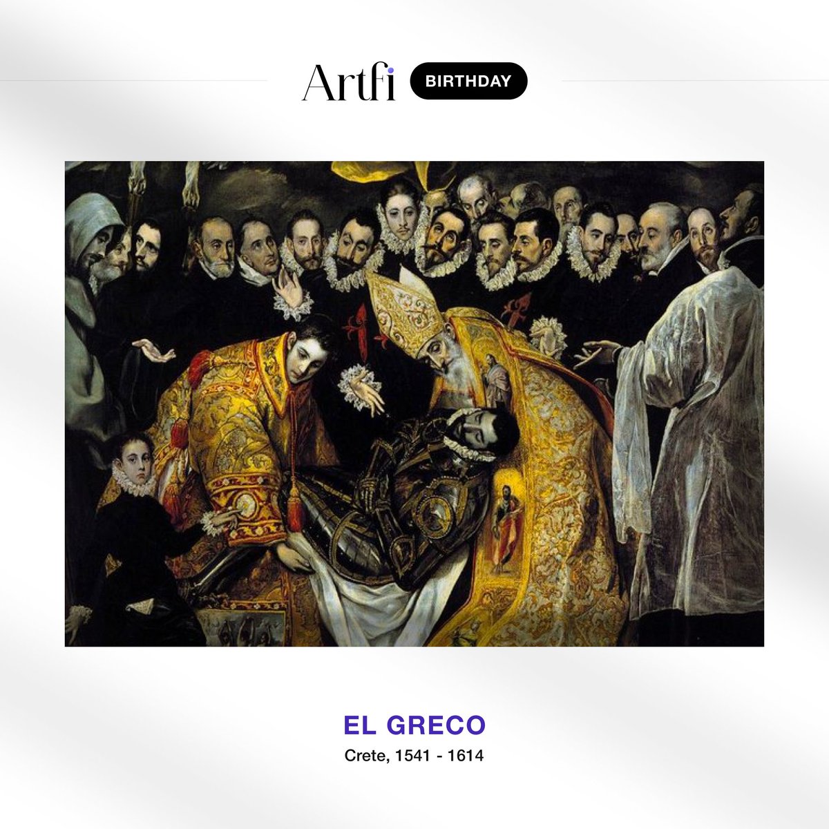 El Greco, the Greek-Spanish painter known for his unique style, was born on this day in 1541. His interest in depicting spiritual + mystical subjects made him one of the leading painters of the Spanish Renaissance. #ElGreco #SpanishArt #RenaissanceArt #ArtHistory