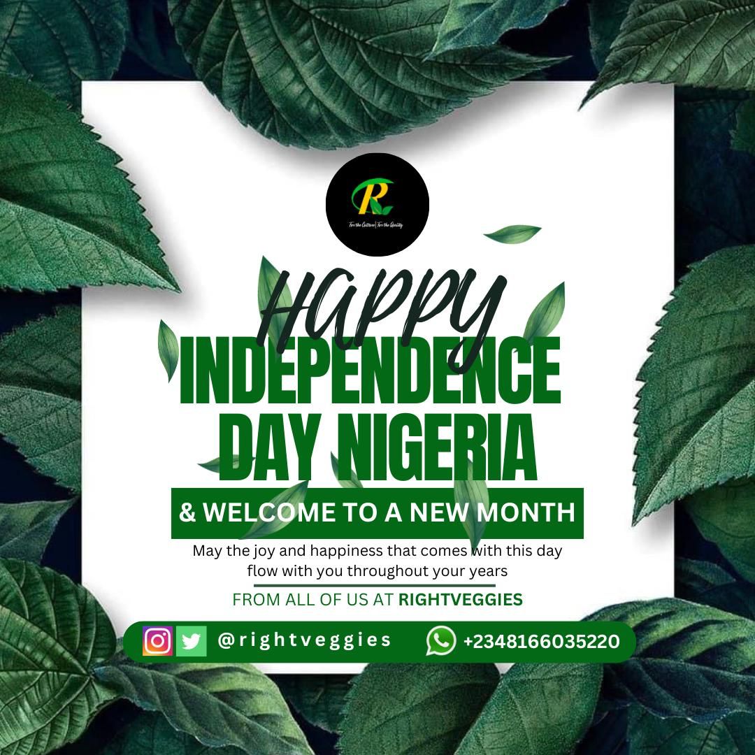 rightveggies's tweet photo. Happy Independence Day and a bountiful new month!💃🥳

We celebrate freedom and the beauty of a new beginning.🥰

Here’s to a brighter future together!🤩

#IndependenceDay #NewMonth #Nigeria #Agriculture #Rightveggies https://t.co/CgXUYM6mFl