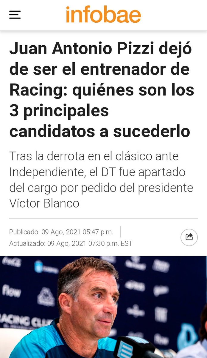 Independiente despidiendo los DTS de Racing:

Juan J. Pizzutti: 1-4 ❌ (1975)
Juan J. Pizzutti: 2-0 ❌ (1983)⬇️🅱️
Chocho Llop: 0-2 ❌ (2009)
Coco Basile: 4-1 ❌ (2012)
Diego Cocca: 1-2 ❌ (2015)
Diego Cocca: 0-1 ❌ (2017)
Juan A. Pizzi: 1-0 ❌ (2021)
Fernando Gago: 0-2 ❌ (2023)