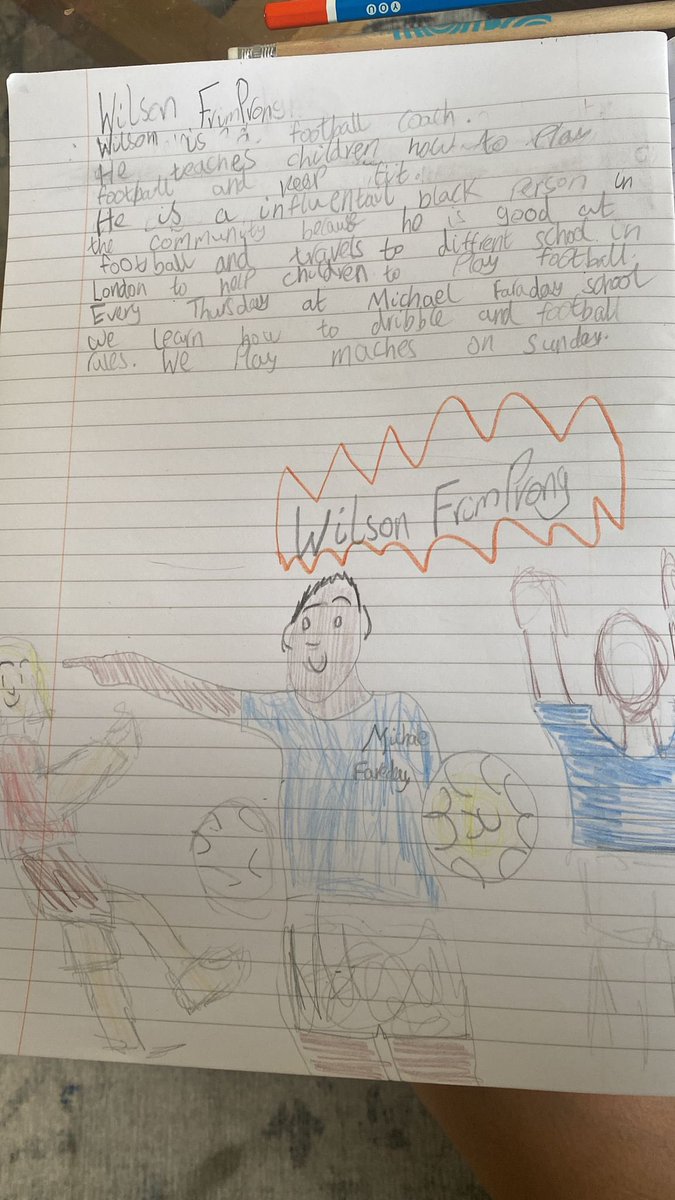 👍🏾 A reminder of the effect that we have on the young people we work with.
One of the girls from our 🐆 Southwark Jaguars Girls Football Team has selected Wilson, joint network manager, as her influential figure for her #BlackHistoryMonth homework.
@BhmUK <a href="/YouthSportTrust/">Youth Sport Trust</a>
