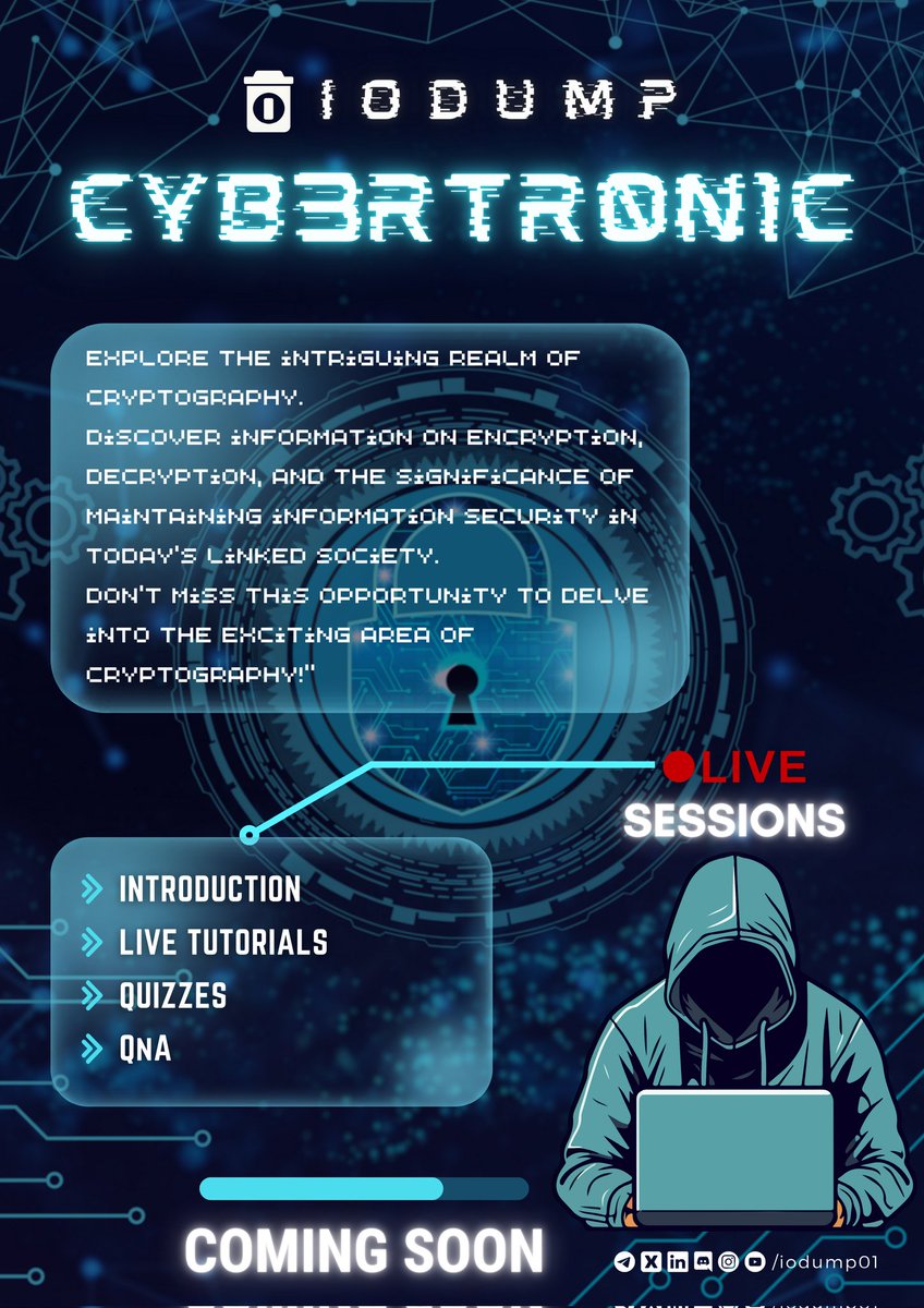 iodump01's tweet photo. We are coming soon... with the keys to a digital enigma!
#Cybertronic #Cryptography
#keys #locks #encryption #decryption #hash https://t.co/WMcndbUGty