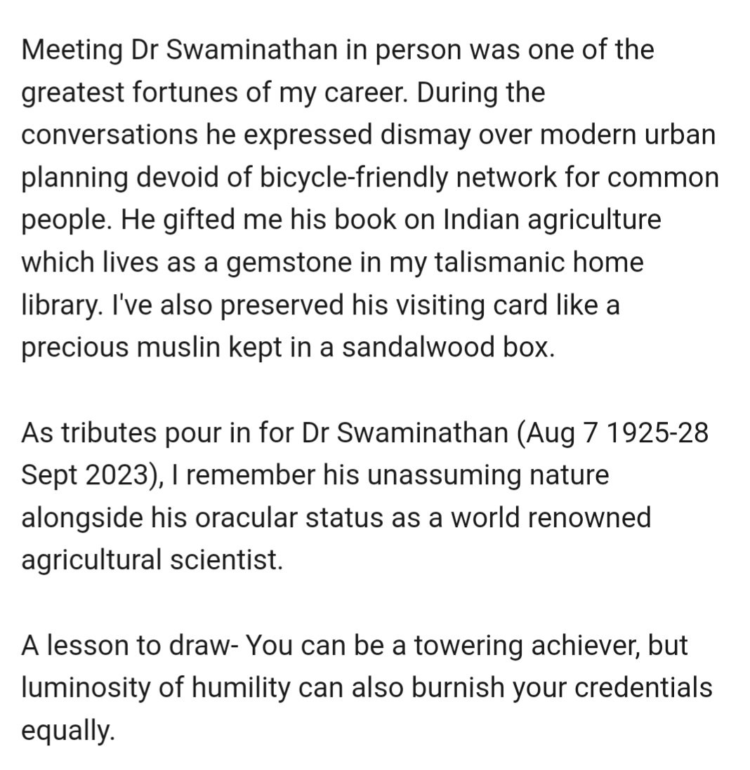 rammohanrsk's tweet photo. was always in awe of Dr M S Swaminathan inspired green revolution that gave India vantage point in wheat surplus in the 1960s..rest is history.
My tribute to legend I was fortunate to meet in the past.
@mssrf  #MSSwaminathan https://t.co/I2lscJT8lC