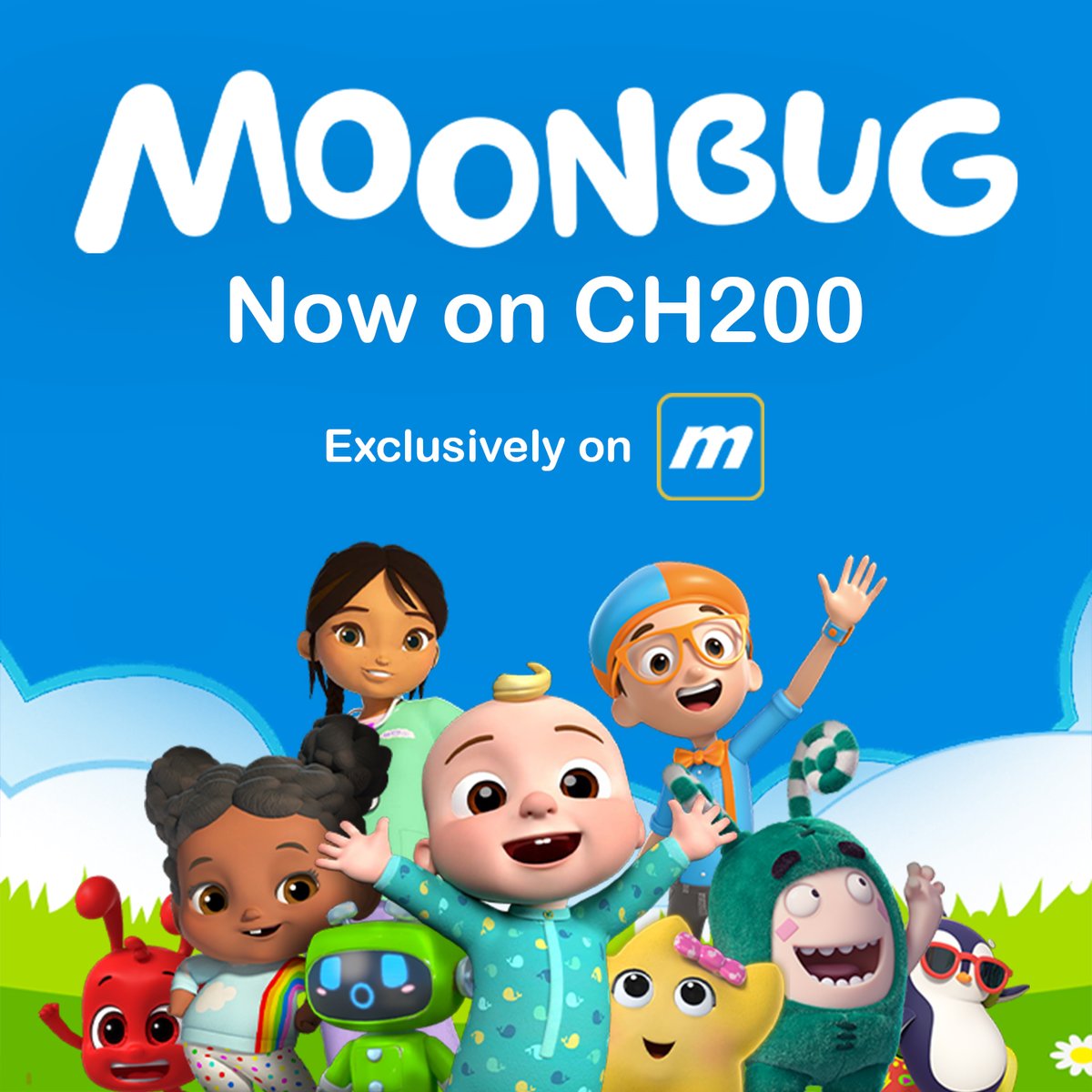 Medianetmv's tweet image. Channel 200 is now Moonbug! 🎉 

With the best preschool shows such as Blippi, CoComelon, Little Baby Bum, and more - your little ones can now sing, laugh, and learn with Moonbug 🚀

#Moonbug #Medianet #YourEntertainmentPartner
