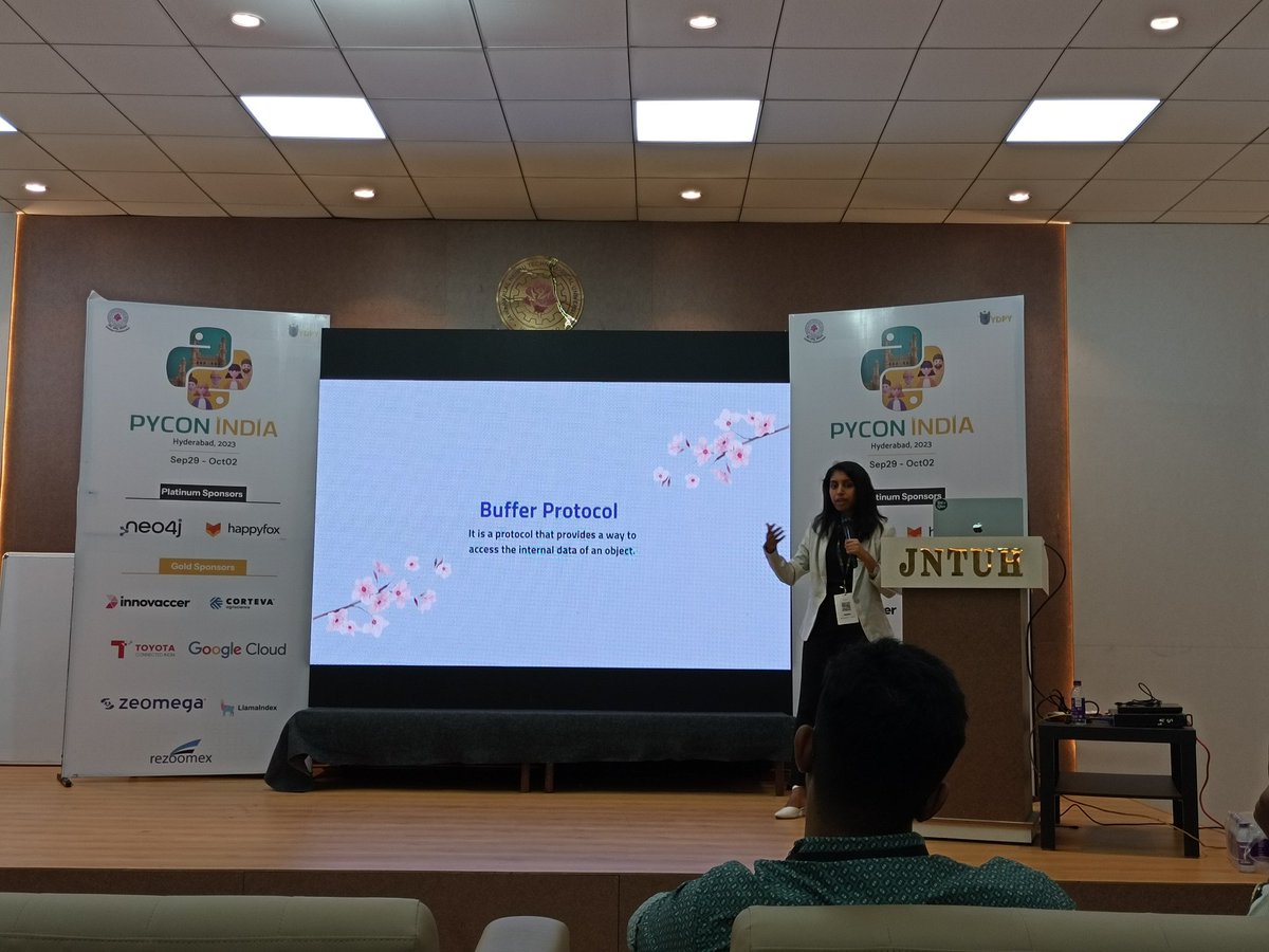 At Kesia's Zero Copy Zen talk

#PyConIndia2023 #PythonForAll #CodeCollaborateCelebrate #Day3 #Talks #JNTUH #Hyderabad

PS: the presentation are quite pretty with pink Sakura and even Japanese paintings. The session being insightful goes without saying.
