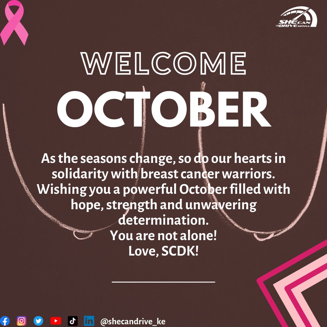 Happy New Month SCDK Family! 💜
+
October is Breast Cancer Awareness Month! 🎀 
We're not just driving, we're being a part of the conversation by driving change. Be a part of the open discussions surrounding Breast Cancer in all your communities! #BCAM #BreastCancerAwarenessMonth