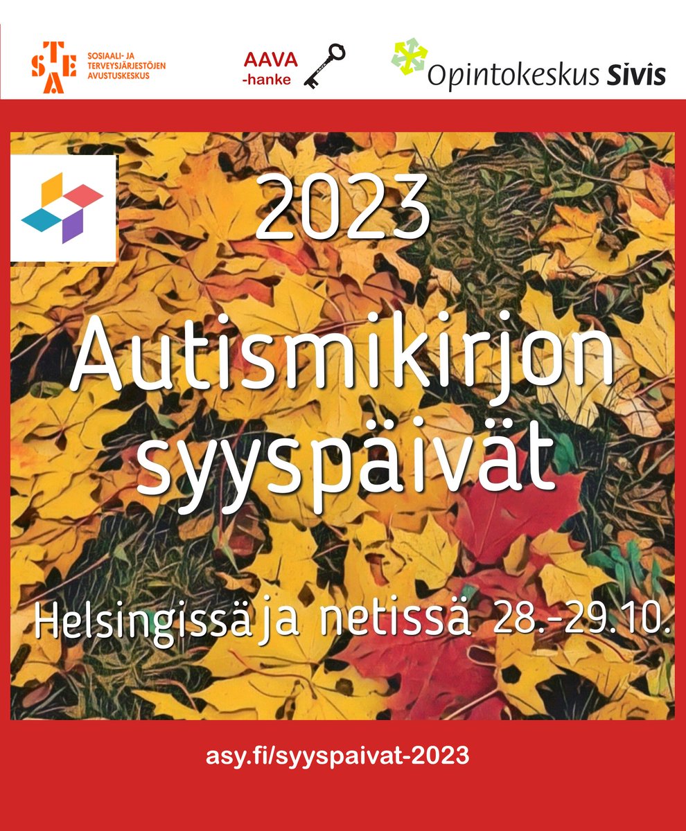 ASYn perinteikäs tapahtuma nostaa esiin ajankohtaisia aiheita ja puhujia. Tänä vuonna Lapinlahden upeissa historiallisissa puitteissa, meren tuntumassa Helsingissä. Ilmainen osallistuminen. Ilmoittaudu 22.10. mennessä.
asy.fi/syyspaivat-2023
#autismi #neurokirjo