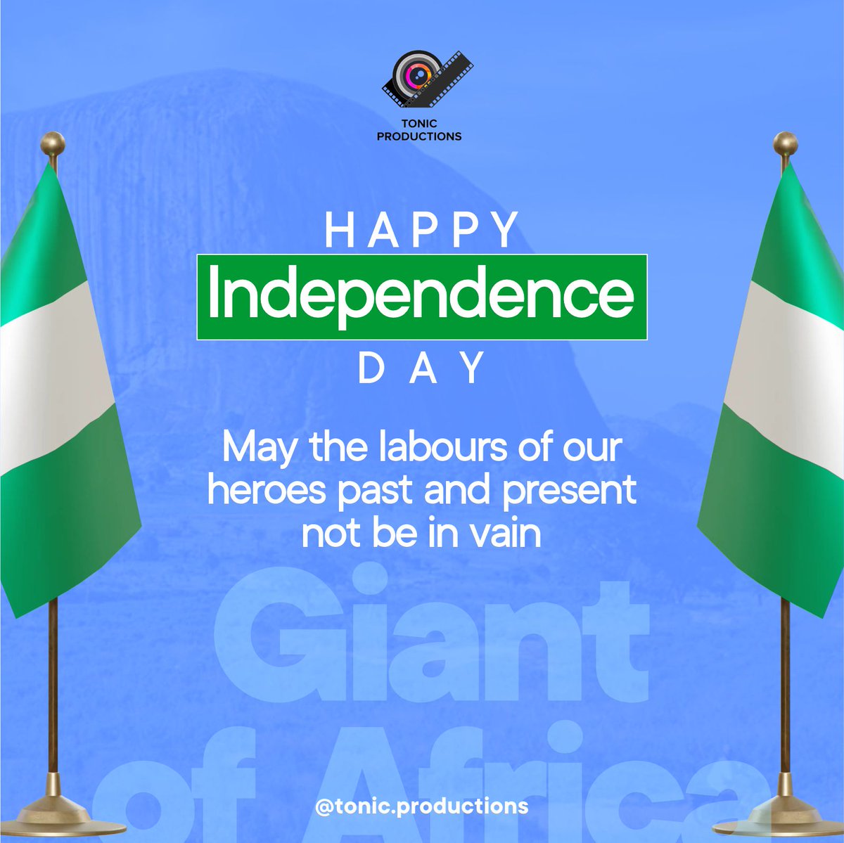 tonicexpression's tweet photo. Today, we join millions of Nigerians in celebrating the 63rd anniversary of Nigeria's independence

Happy Independence Day, Nigeria! 🇳🇬

As a Media company, Tonic Productions is also committed to producing quality content that reflects the diversity and dynamism of our country. https://t.co/KuARmu0LZ0