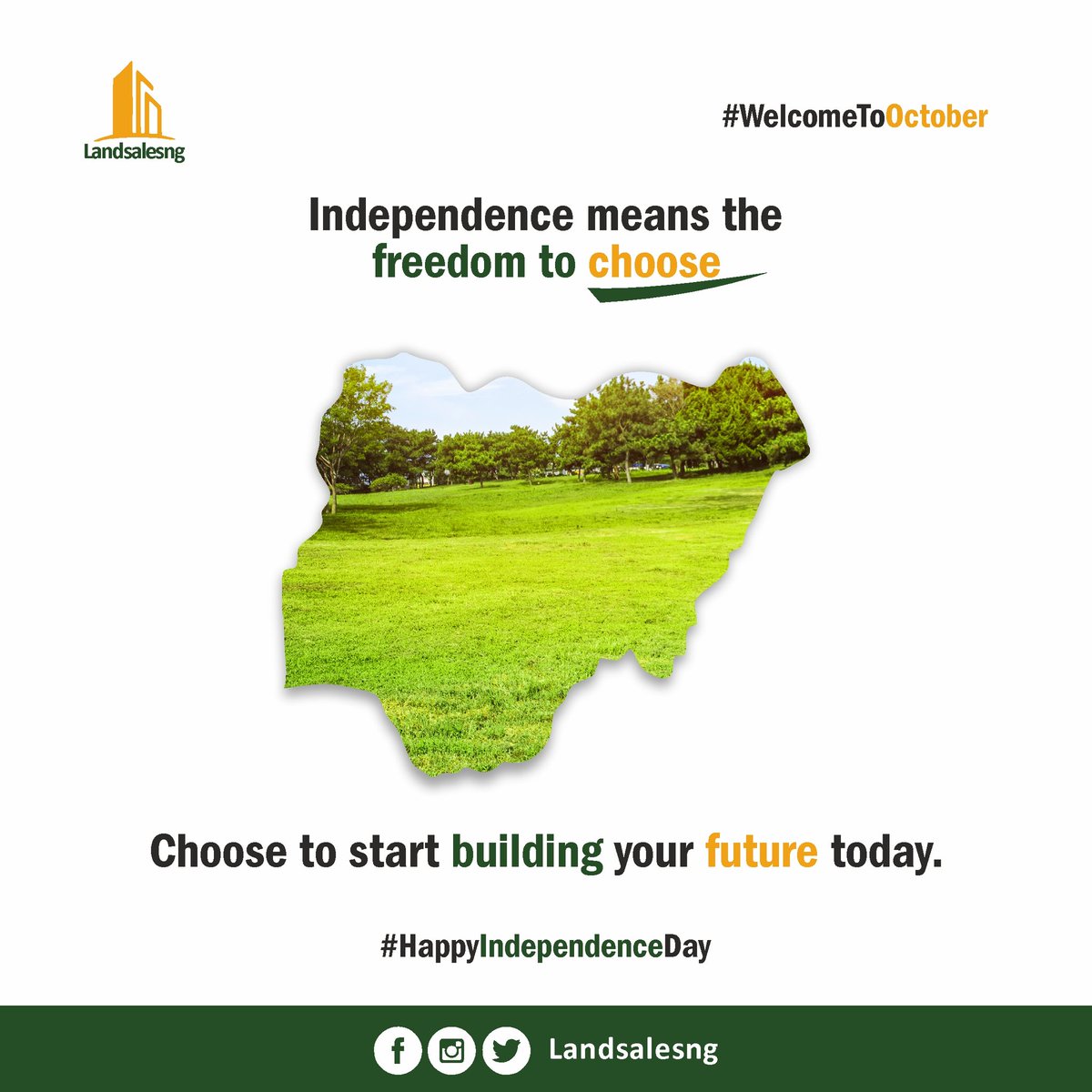 🇳🇬 Nigeria, a blessed nation, celebrates 63 years of independence with joy and pride! Here's to a future filled with prosperity and greatness. 🌟 Join us on this incredible journey! 🏡🌄 

#NigeriaIndependence #Landsalesng #ProsperityAhead