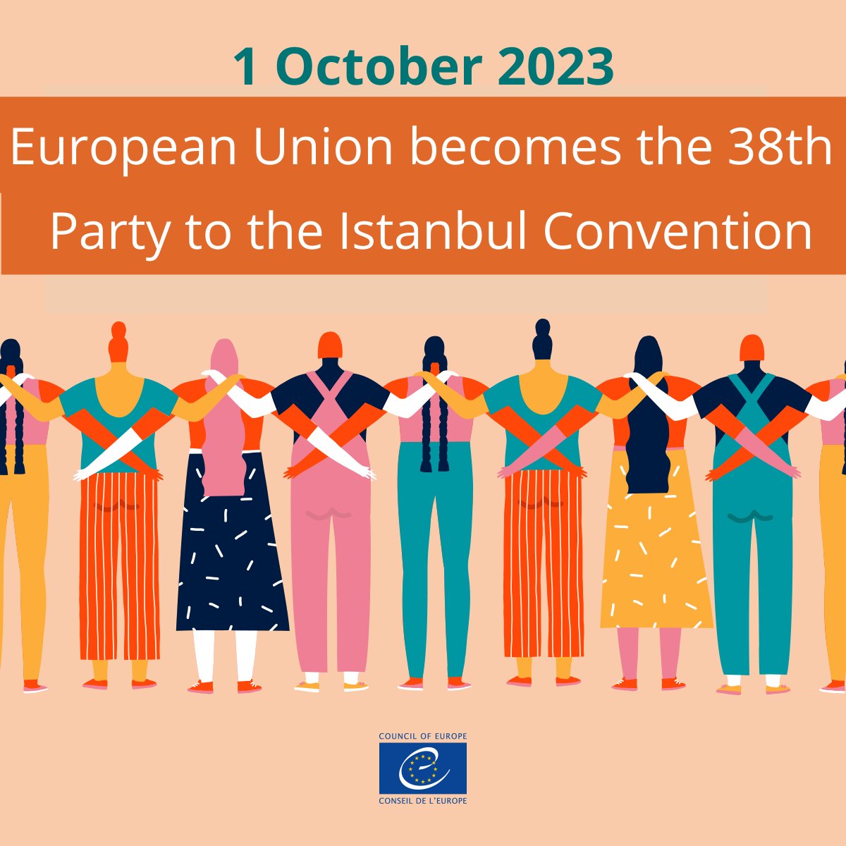 CoE_Women's tweet photo. 🤝Today, @coe marks the entry into force of the #IstanbulConvention in respect of the 🇪🇺EU. The reach of @coe #IstanbulConvention is growing, with ever more Parties benefiting from state-of-the-art machinery to prevent and combat gender-based violence.
➡️https://t.co/CKMYFx2hwJ https://t.co/zqR7IrRSPe