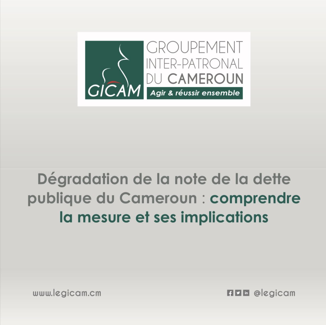 legecam_cm's tweet photo. 𝐔𝐫𝐠𝐞𝐧𝐭 🚨: Dégradation de la note de la dette publique du Cameroun : comprendre
la mesure et ses implications.  [1/2]⤵️ https://t.co/4fphKdCU5F