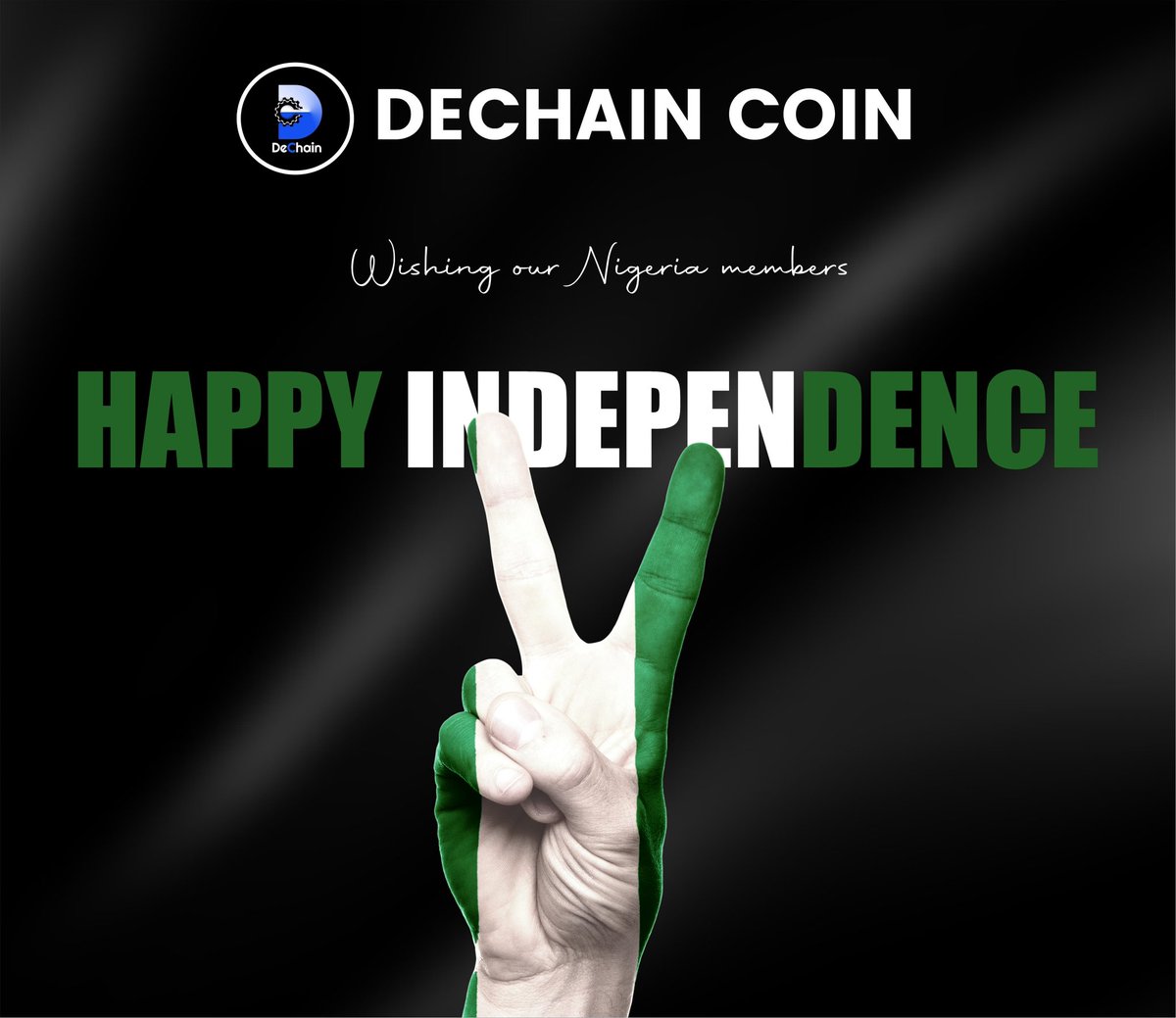 realbest_'s tweet photo. 🇳🇬 Happy Independence Day, Nigeria! 🎉 As a representative of @Dechaincoin, we celebrate the 63 years of freedom, progress and success. May this day mark only your historical independence,economic growth and More success 💙.

#Dechain
NB: Graphics designed by yours truly 😎 https://t.co/P2KCpXbo7z