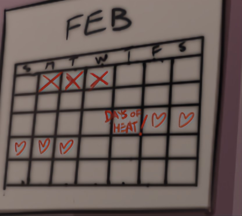BoBunchanumbers's tweet photo. @JizokuArt @JizokuArt might have found an Easter egg in your first comic If you look at the last page you will see a calendar with the current date you also see "days of heat" in the future but in page 76 she says she is in heat so either the calendar is marked wrong or moxxie is a big deal https://t.co/EFVjDYq9MS