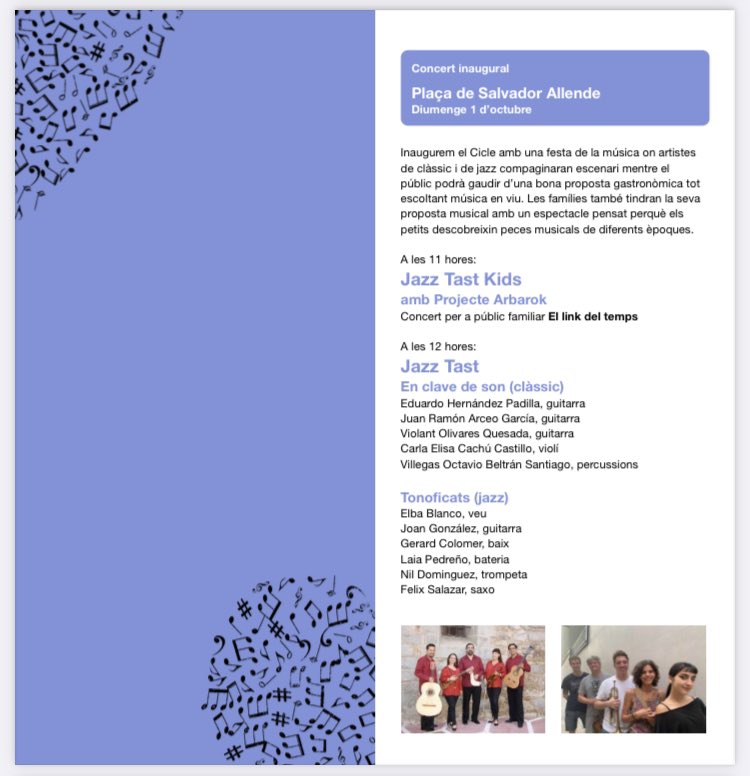 Inaugurem el cicle Clàssica Horta-Guinardó amb En Clave de Son!
Pl Salvador Allende, 12h