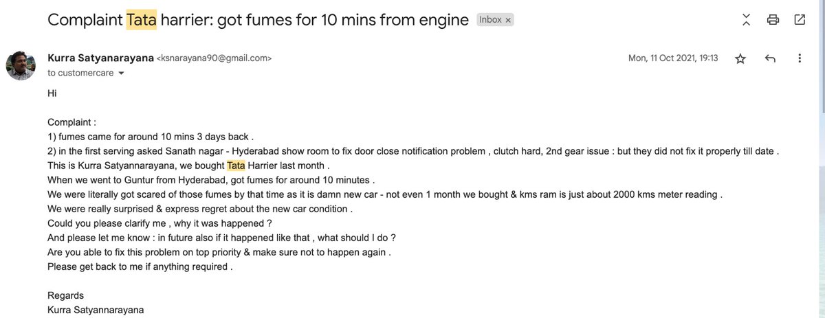 Llika_23's tweet image. I want JUSTICE #Tatamotors  #TataHarrier #tatagroup  #TataConsumer @RNTata2000, @N.Chandrasekaran @Girish Wagh, I have issues with harrier since purchase and for everything they are saying it is manufacturing issue yesterday also it got breakdown stuck in mid traffic for 6hrs
