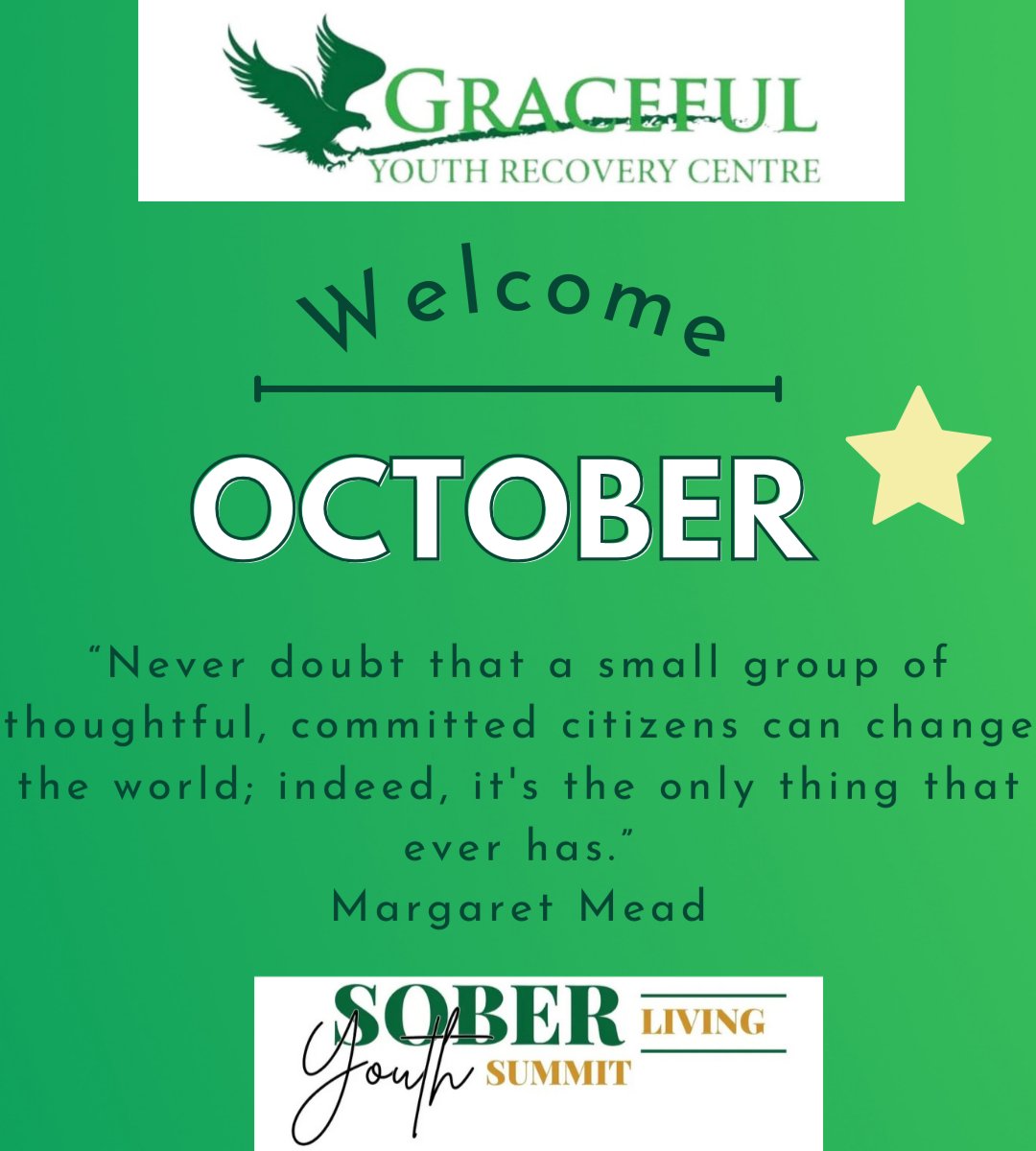 Welcome OCTOBER “Never doubt that a small group of thoughtful, committed citizens can change the world; indeed, it's the only thing that ever has.”~ Margaret Mead
#soberlivingyouthsummit #addressingyouthchallenges #alcoholprevention #addictionrecovery #wedorecover #alcoholpolicy