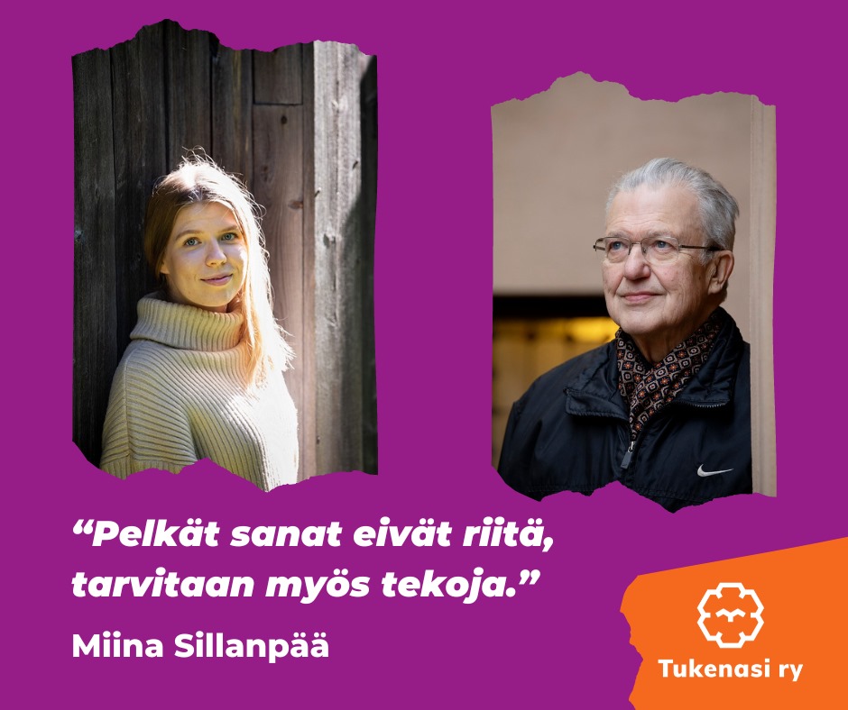 Miina Sillanpään sanoin ”Pelkät sanat eivät riitä, tarvitaan myös tekoja”. 

Tekoja ei tehdä ilman tekijöitä. 

Suurin kiitos kuuluukin vapaaehtoisillemme: 
Kiitos, että olette kanssamme tekemässä hyviä tekoja!

#järjestöjenpäivä #miinasillanpää