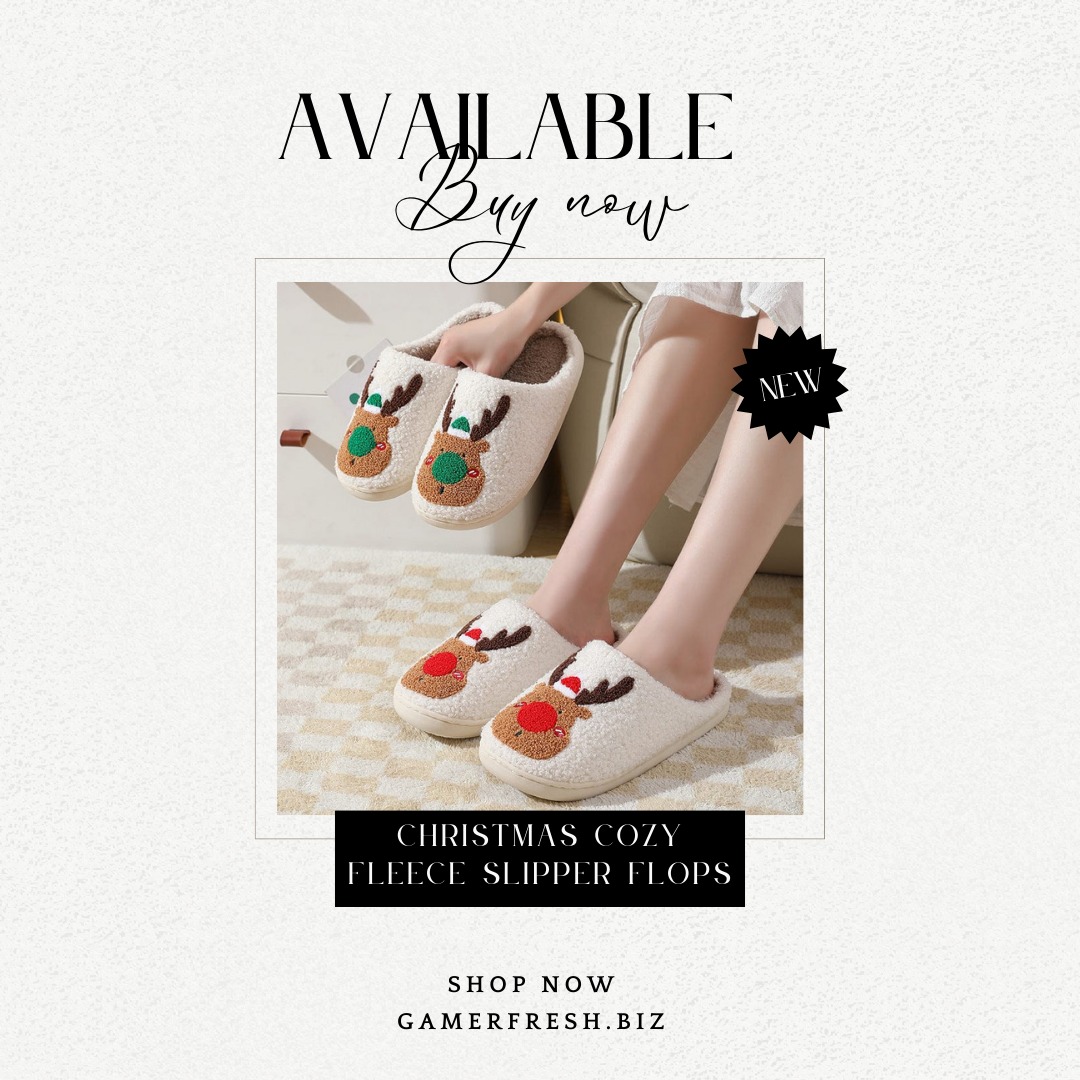 GamerFreshStore's tweet photo. Step into cozy holiday vibes with our Christmas Cozy Fleece Slipper Flops. 
-
-
-
Shop now
https://t.co/55ezcyN3Ia
#ChristmasSlippers #CozyVibes #FestiveFeet #WarmAndComfortable #HolidayFashion #SlipperFlops #WinterEssentials #GamerFresh #WinterStyle #WinterComfort https://t.co/Xw40Y78IHx