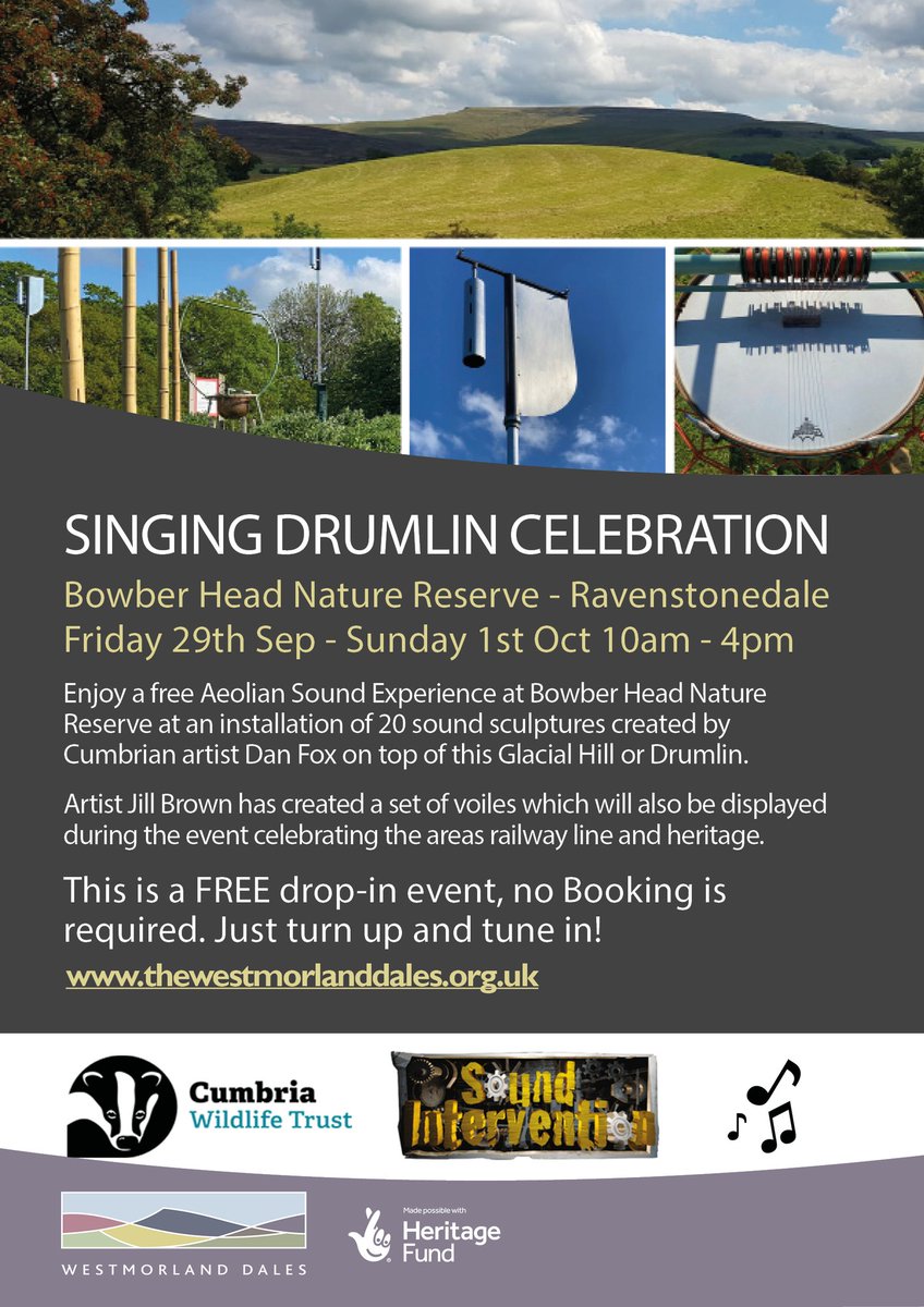 Final day for the Singing Drumlin at Bowber Head, #Ravenstonedale 10-4pm. Come & see the art & hear the sounds in the Westmorland Dales. Bring wellies #landscape #art #sound #heritage