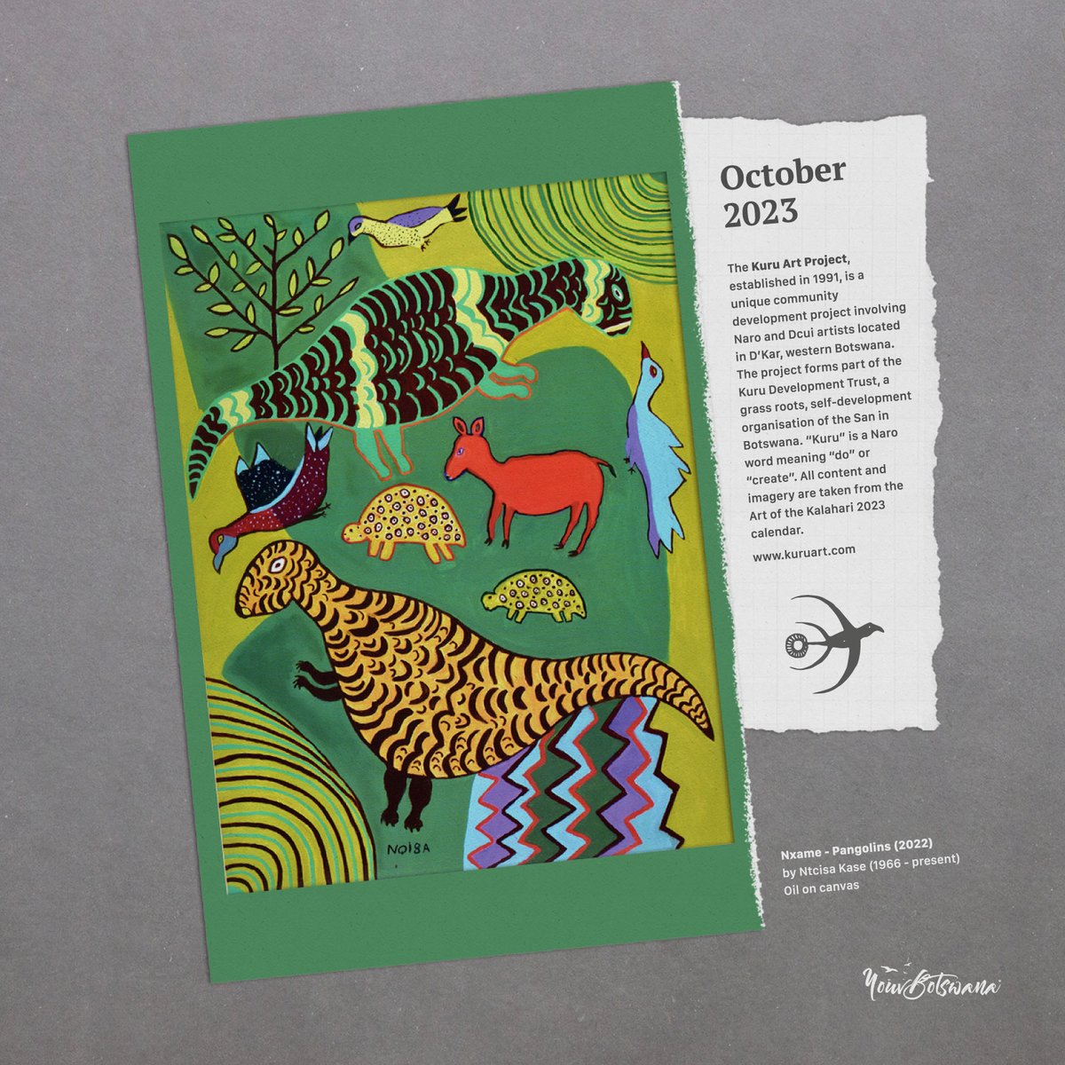October celebration of Botswana arts and culture. Contemporary bushmen art from the Kuru Art Project in Botswana. Imagery taken from the Art of the Kalahari 2023 calendar.

#september #celebration #botswana #art #culture#contemporary #bushmen #project #calendar #finearts#artist
