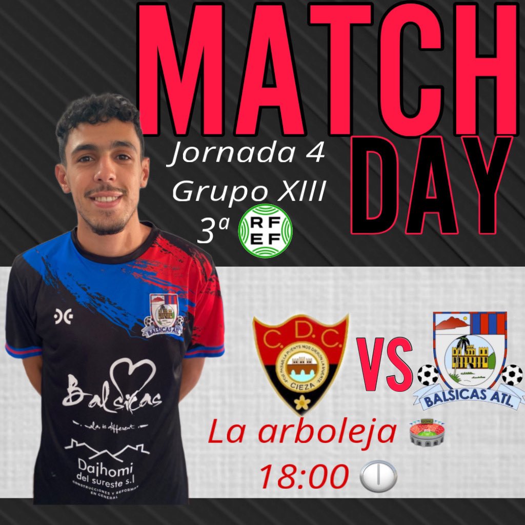 Buenos días!!!! Hoy jugamos la jornada 4 ,nos enfrentamos al <a href="/cdcieza/">francisco españa</a> en la arboleja a las 18:00 !!! Vamos Balsicas 💪💪💪#orgullobalsiqueño