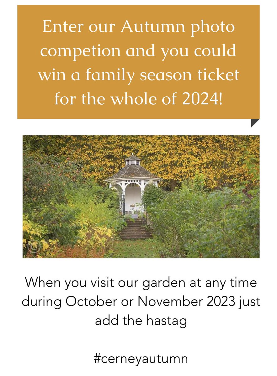 Instagram users!

Win a family ticket to our gardens for the whole of 2024 🤗🪴(open to all ages)

cerneygardens.com/events
<a href="/cirencester/">Cirencester</a> <a href="/CirenRocks/">CirencesterRocks</a> <a href="/CheltenhamRocks/">Cheltenham Rocks</a>