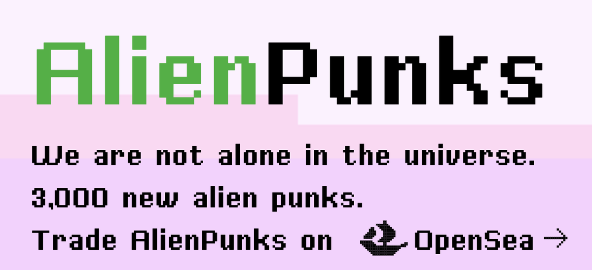 Hidden NFT gem from 2021? Yes, please.

AlienPunks.co is one of the first cryptopunks inspired collection with new variations of aliens. 

3000 NFTs. 1000 still to be minted!! 

Mint cool NFTs!