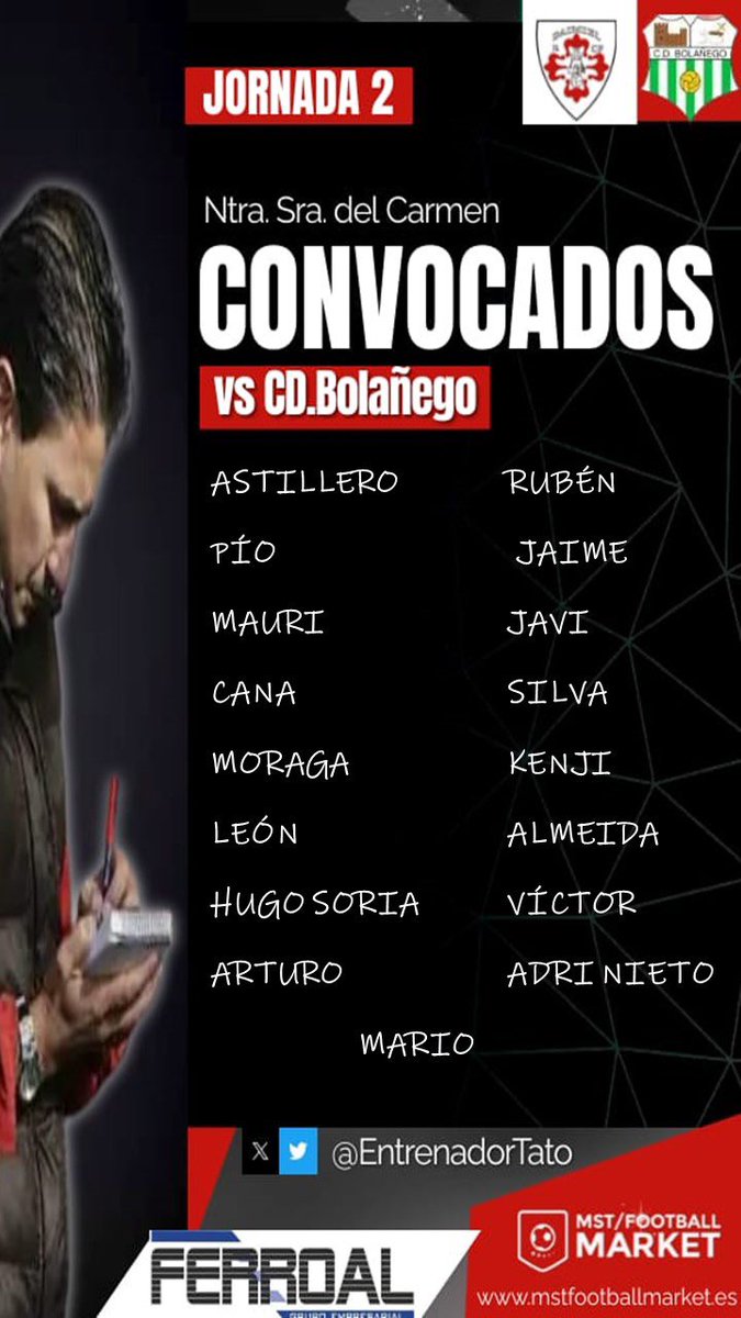 𝗣𝗥𝗜𝗠𝗘𝗥 𝗘𝗤𝗨𝗜𝗣𝗢

🗒️𝑪𝑶𝑵𝑽𝑶𝑪𝑨𝑻𝑶𝑹𝑰𝑨✏️

Los 1️⃣7️⃣ convocados por <a href="/EntrenadorTato/">Tato Giménez</a> 👨🏼‍🏫⚽️ para conseguir la 3ª victoria consecutiva❗️⬇️: