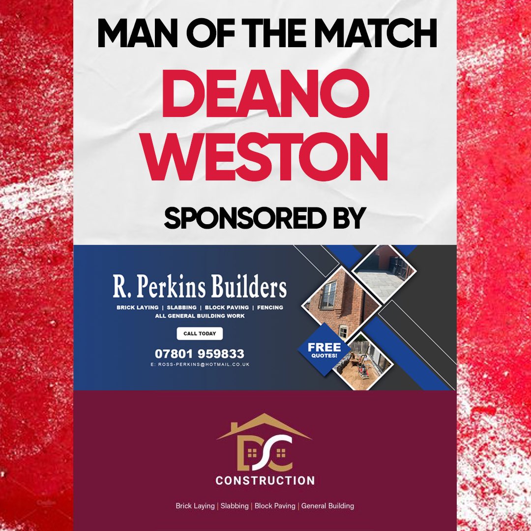 RothleyFC's tweet photo. Saturdays MOTM
Deano Weston โญ๏ธ
Sponsored by Ross Perkins & Dean Clarke
For all your brick laying, slabbing, block paving, fencing and general building work enquiries get in touch with them on
07801959833
#uptheimps #impsneverquit #impsmotm #rperkinsbuilders #dcconstruction https://t.co/4kWunjq2N5