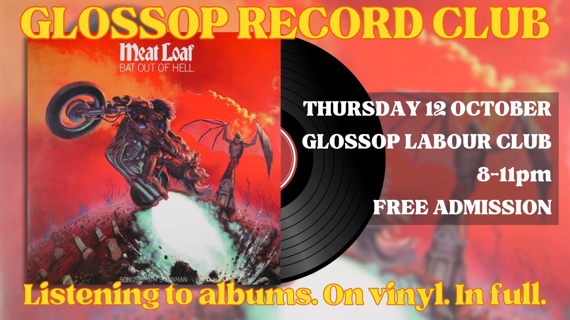 Glossop Record Club  Listening to albums. On vinyl. In full.