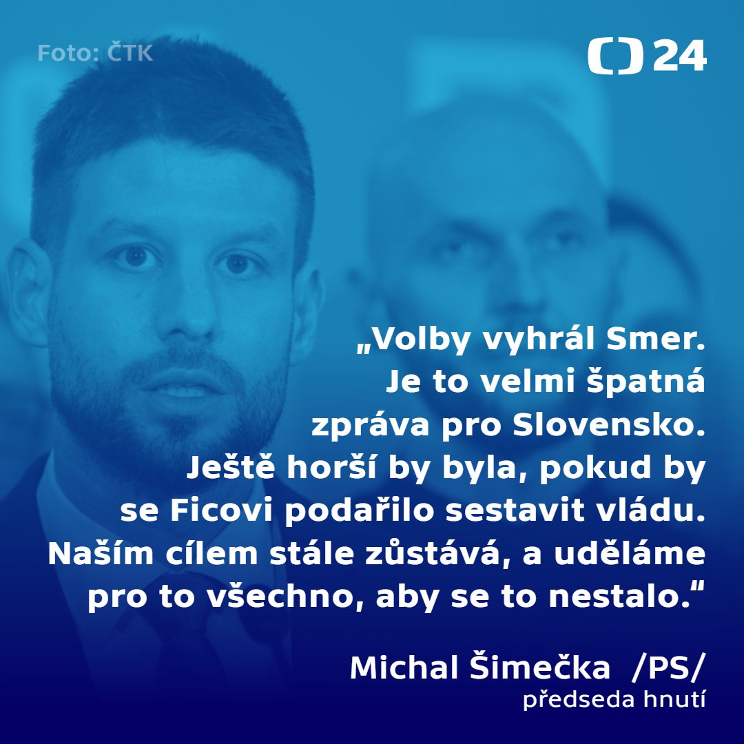 CT24zive's tweet photo. Progresívne Slovensko, které skončilo v parlamentních volbách jako druhé, chce zabránit tomu, aby zemi vládl Robert Fico. Uvedl to šéf hnutí. Chce oslovit ostatní politické subjekty a vyzvat je ke spolupráci.

🔗https://t.co/iMucg1MYQM https://t.co/PY1LNZVT44