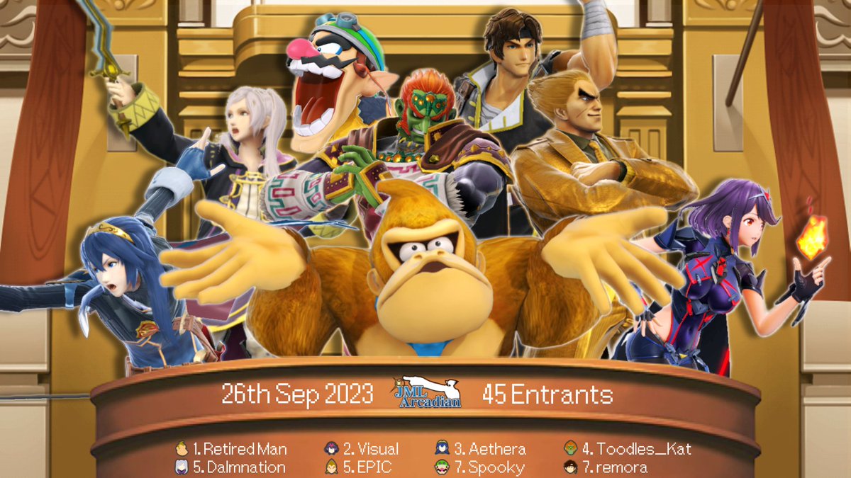 Junior Mash League (@leaguemash) on Twitter photo Thanks everyone for coming along to The JML Arcadian! π¨
Here's your top 8:
π₯: Retired Man
π₯: <a href="/Visual_75257/">Josh Mitelman</a>
π₯: <a href="/A3thera/">Aethera</a>
4: <a href="/T00dles_Kat/">T00dles_Kat</a>
5: @JMJDalmnation
5: EPIC
7: <a href="/spooky_ssbu/">Spooky</a>
7: <a href="/remoraaaaaaa/">remora</a> Thanks everyone for coming along to The JML Arcadian! π¨
Here's your top 8:
π₯: Retired Man
π₯: <a href="/Visual_75257/">Josh Mitelman</a>
π₯: <a href="/A3thera/">Aethera</a>
4: <a href="/T00dles_Kat/">T00dles_Kat</a>
5: @JMJDalmnation
5: EPIC
7: <a href="/spooky_ssbu/">Spooky</a>
7: <a href="/remoraaaaaaa/">remora</a>