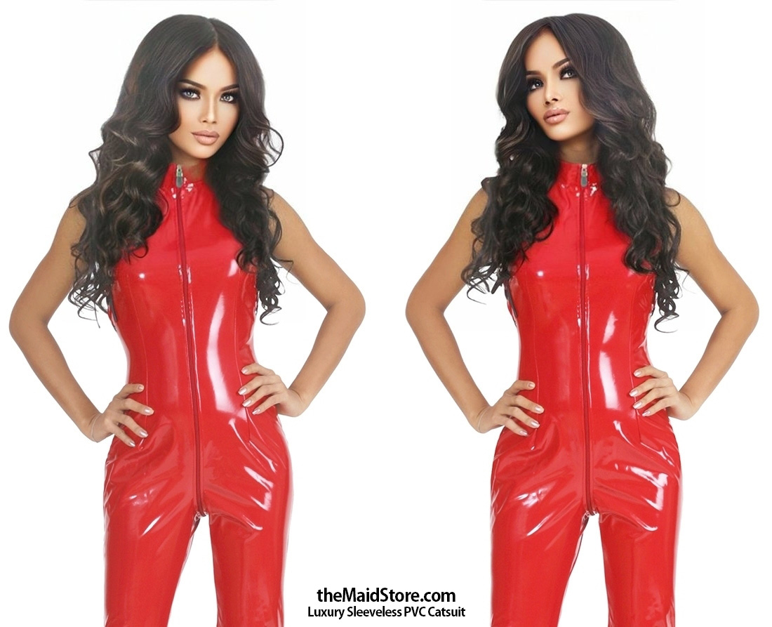 Shiny catsuit babe😍 themaidstore.com/catsuits/sleev… #catsuit #pvc