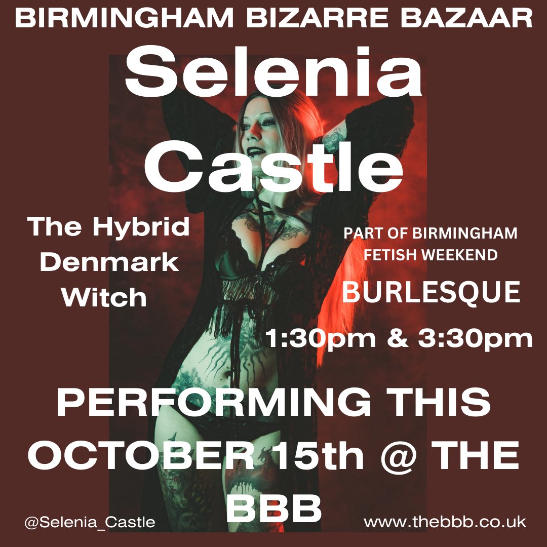 BBBAltFetBazaar's tweet photo. Burlesque at the BBB.
We are thrilled by the introduction to Selenia Castle who will be performing two gore filled, bizarre and beautiful creations at our Halloween BBB
#lgbtq #alternativestyle #burlesquedancer #burleque #gore #grotesque #sundau #SundayMorning #sundayvibes https://t.co/HloKuLHTmY