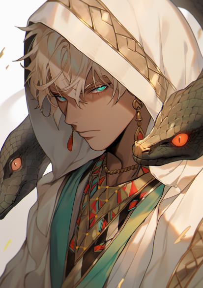 ChroniclesMyth's tweet photo. A bonus snake themed Myth for today: Zahhak the snake shouldered

This Mythical Persian king had two snakes growing from his shoulders that would always grow back no matter how many times he cut them off
#ChroniclesOfMythos #AIart #cardgame #mythology #fantasyart #midjourneyart https://t.co/2XlpVshW67