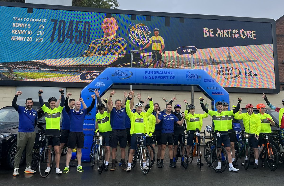 MNDoddie5's tweet image. And they're off! Kenny Logan's World Cup Challenge kicked off this morning at Murrayfield 🚴‍♂️🚶‍♂️

Over the next 7 days, they'll walk &amp;amp; cycle all the way from Edinburgh &amp;gt; Paris delivering the match ball for the HUGE Scotland v Ireland RWC clash

More info: 
kennylogansrwcchallenge.com