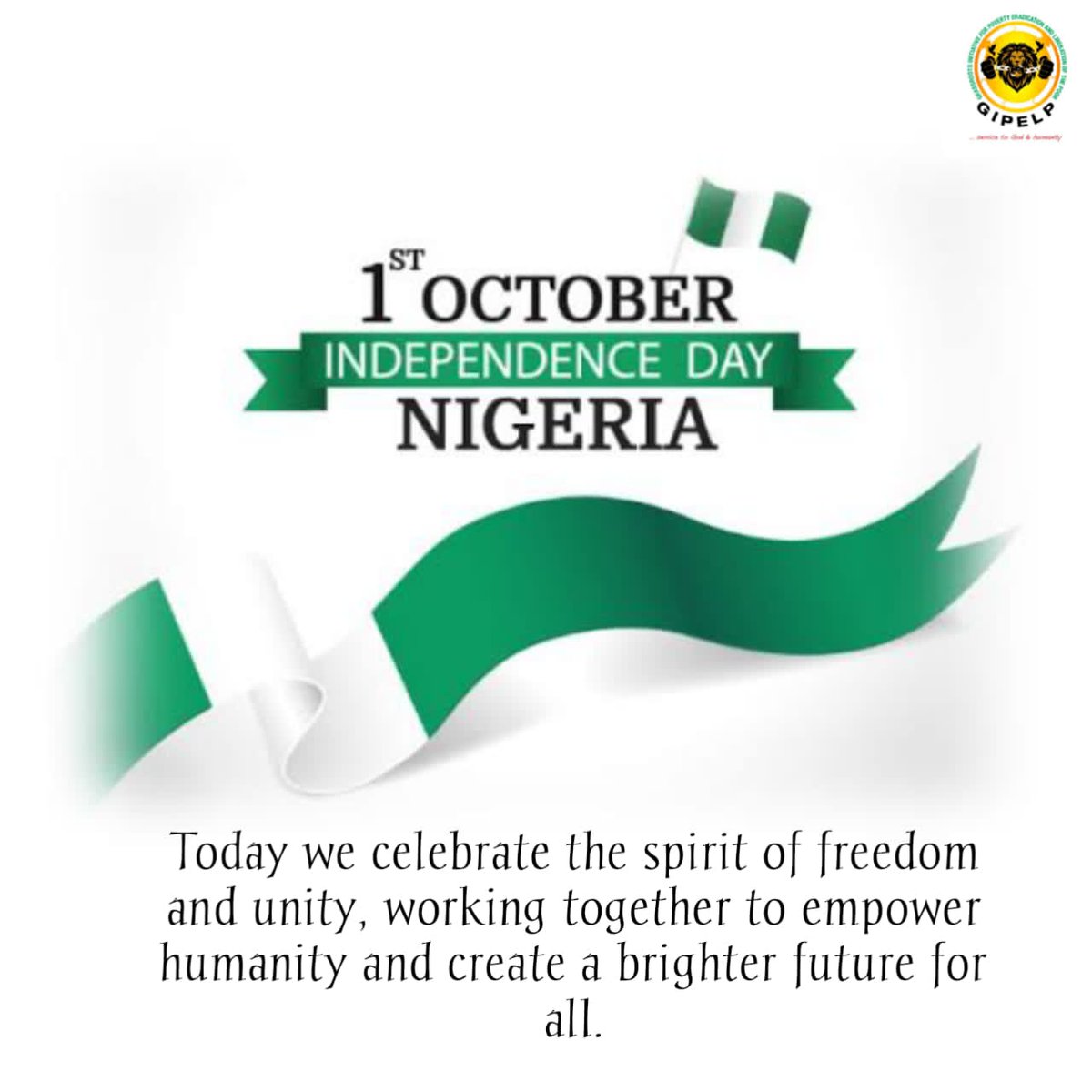 GipelpHQ's tweet photo. Happy Independence Day Nigeria! It's 63 years and counting!

#GIPELP #Nigeria #NigeriaIndependenceDay #independenceday2023 https://t.co/CMeWIhwc8S
