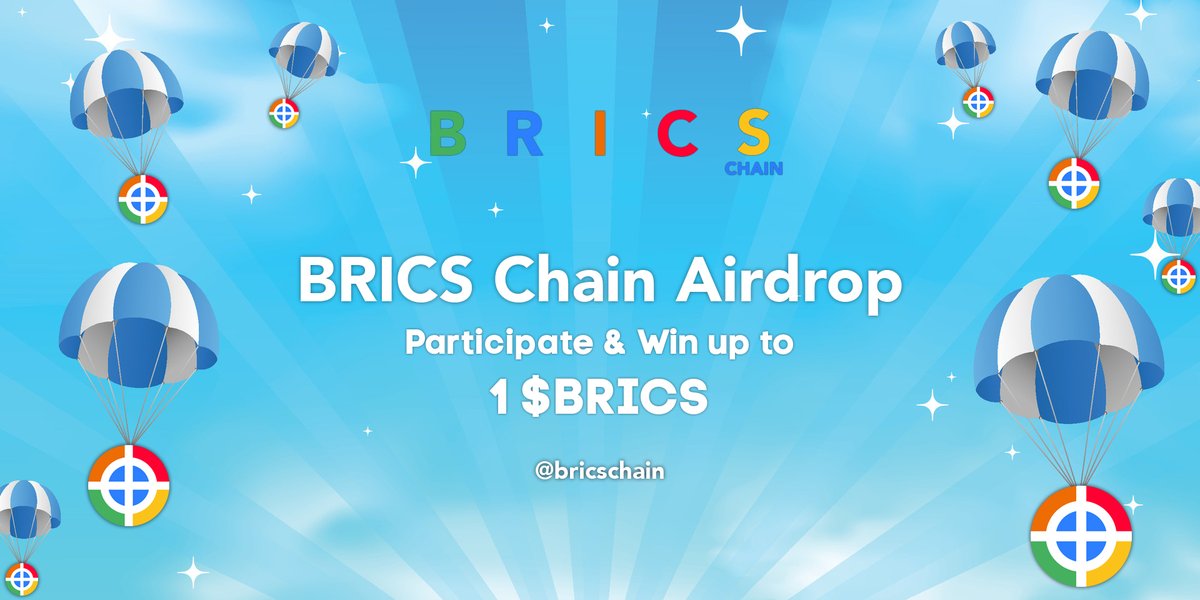 BRICS Chain Airdrop 🪂
Audited by <a href="/CallistoAudits/">Callisto Security</a>

From 1st to 20th Oct with Rewards; 
1) 1 $BRICS (~$10) for 5k random winners each. 
2) 0.1 $BRICS (~$1) for 50k random winners each. 
Referral : 0.01 $BRICS / Ref 

TG Bot: t.me/BRICSChainAird…
Info: t.me/bricschainchan…