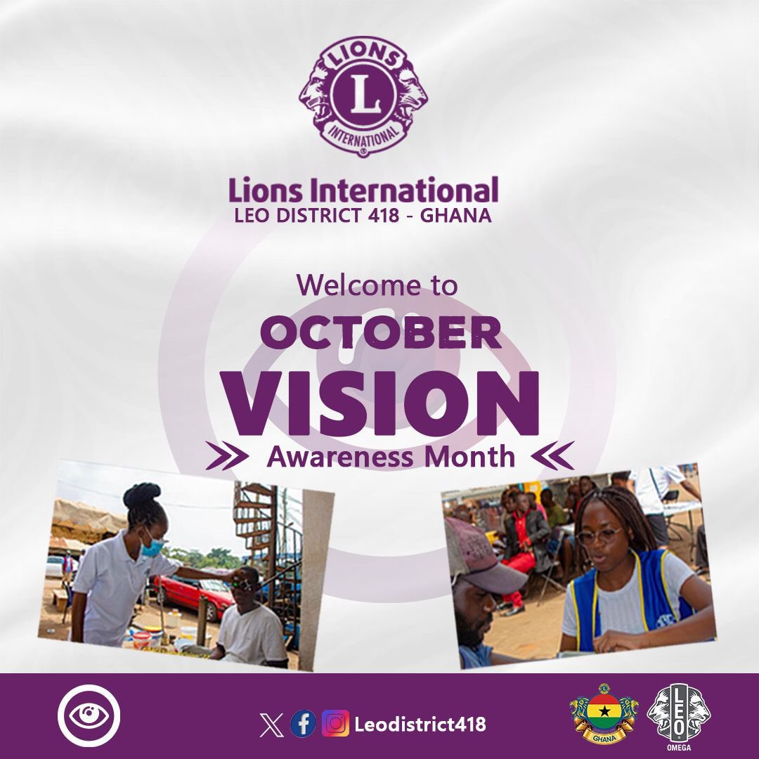 accralaboneleos's tweet photo. Lions and Leos have a long history of serving the visually impaired, and remain committed to continuing this mission into our next century of service.
Join us build awareness of the need for eye health
#visionmonth #sightpreservation #AccraLaboneLeos #leodistrict418π¬π https://t.co/LTdrMTP1II