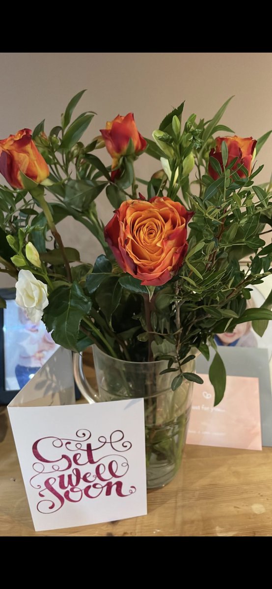 Beautiful flowers from my work colleagues. 💙 being the patient is not an experience I’m in a hurry to repeat 😞 The care I received was outstanding in every way …huge thank you to Hazel ward @EplettLindsay @Kevinharrow3 @NCICNHS