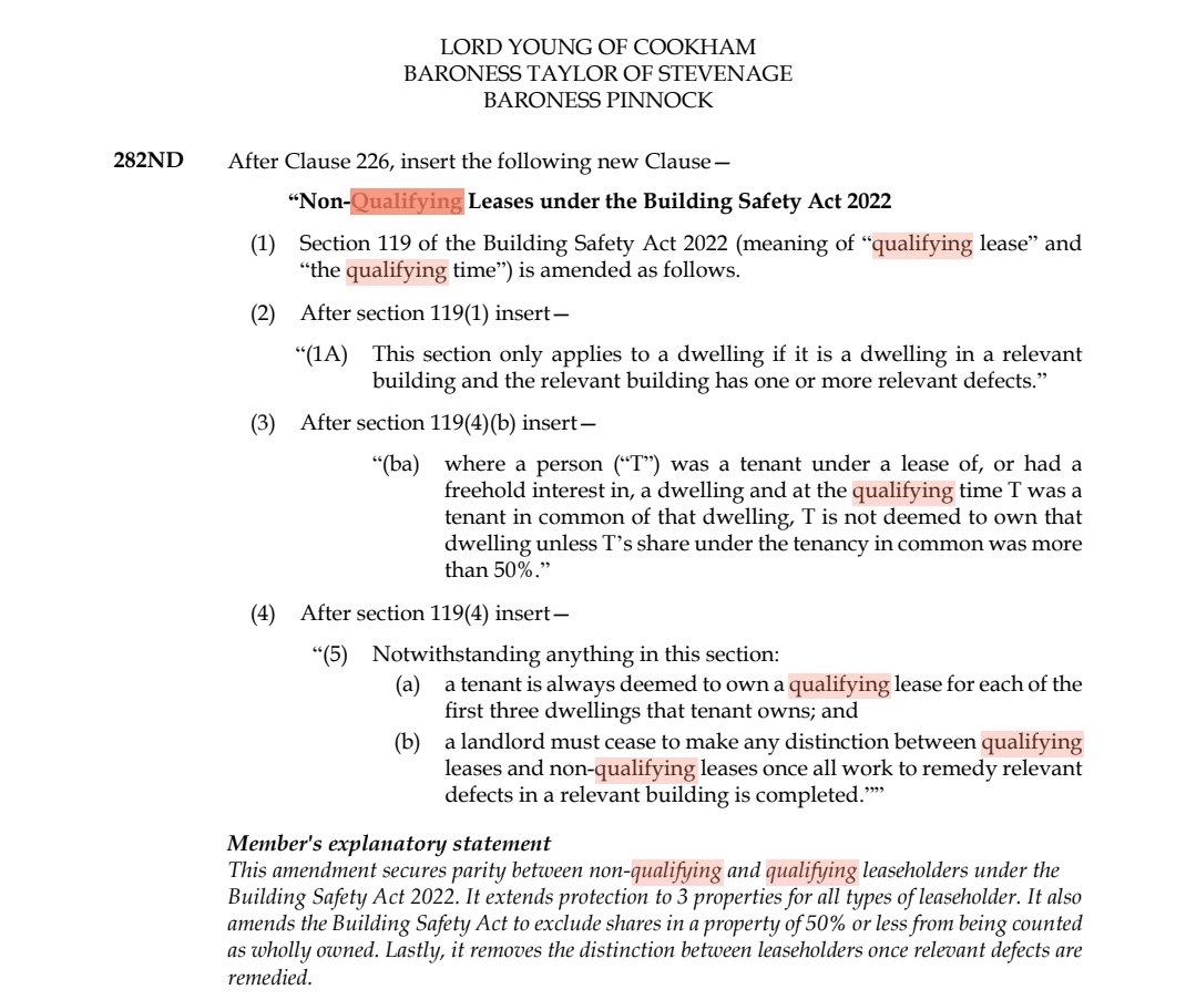 polluterpaysbsb's tweet image. This amendment risks removing the permanent insurance against future defects a qualifying leaseholder would otherwise have by allowing the Building Owner to choose to treat qualifying leaseholders as unqualified, a choice they will gladly make!

4 5 b) below.

It should never…