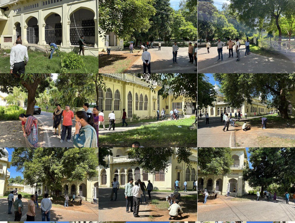 ChemistryDepar1's tweet photo. Faculty &amp; Staff of Chemistry Department participating in Ek Tareekh, Ek Ghanta, Ek Saath under Swachhata Hi Seva Campaign on October 1, 2023 at 10 AM @profalokkumar @lkouniv @anandibenpatel @mishraanil2703 @dswlkouniv @PMOIndia @narendramodi https://t.co/Ns5XqNZcHE