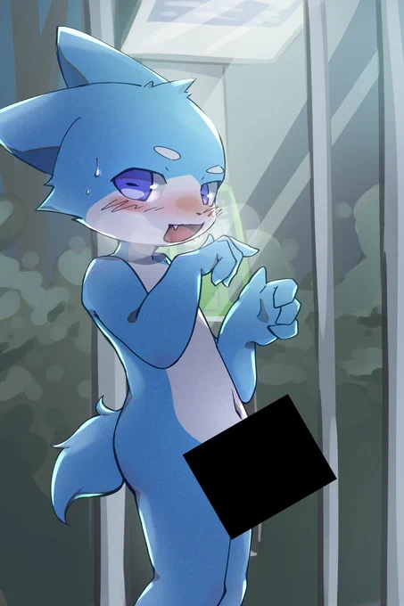 昔描いたうちの子に野外露出させる 