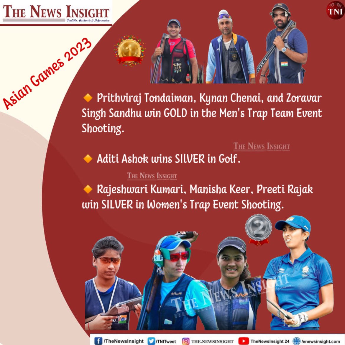 🔴 #MedalAlert for #India at #AsianGames2023 . #TNI #Insight #Shooting #Golf