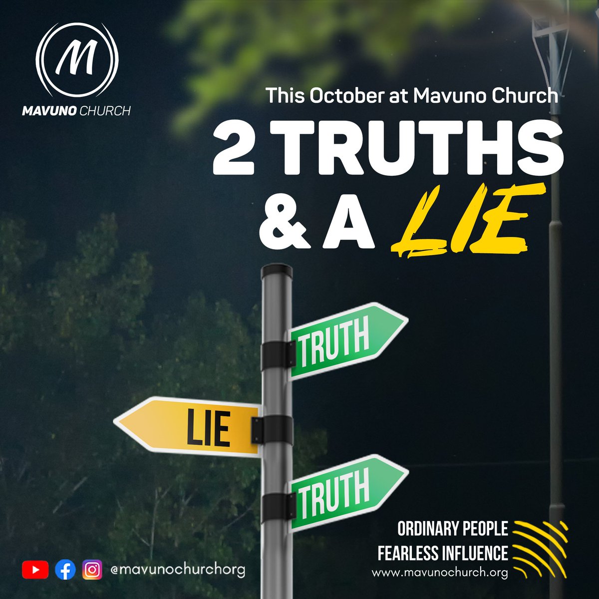 First instalment of the October sermon series take out - Don't speak your truth, submit to God's truth. 
#TwoTruthsAndALie