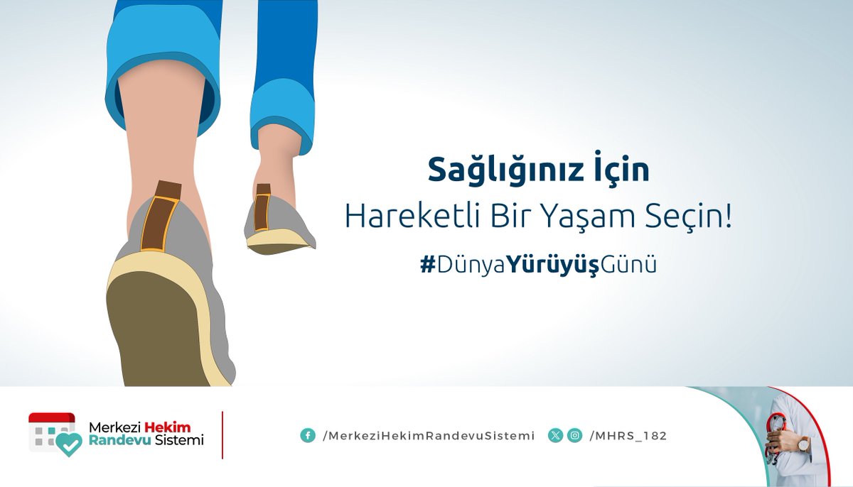Vücudumuzun en temel hareketlerinden biri olan yürüyüş, zinde hissetmeye ve sağlığımızı korumaya yardım eder. Her gün düzenli yürümenin genel sağlığa olumlu katkısını unutmayın! Yaşama hareket katın. #DünyaYürüyüşGünü