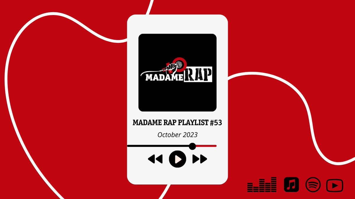 📣🎧🇺🇸♀️🏳️‍🌈 Our October playlist is available on Apple Music, Deezer, Spotify &amp; YouTube with 20 tracks from female and #LGBTQIA rappers from around the world!
➡️ li.sten.to/w6bgsroe
#MadameRapplaylist
