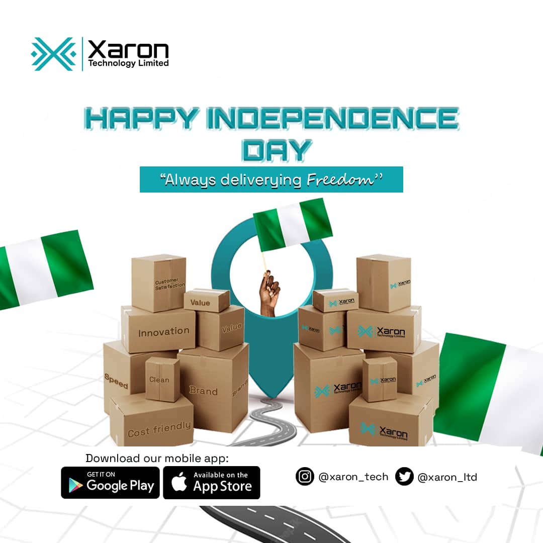 Xaron_Ltd's tweet photo. Happy Independence day Nigeria🎉🎉
With love From Your no 1 delivery solution

#delivery #deliverylagos #deliveryservice #dispatch #rider #nigeria https://t.co/XSgtlOd63l