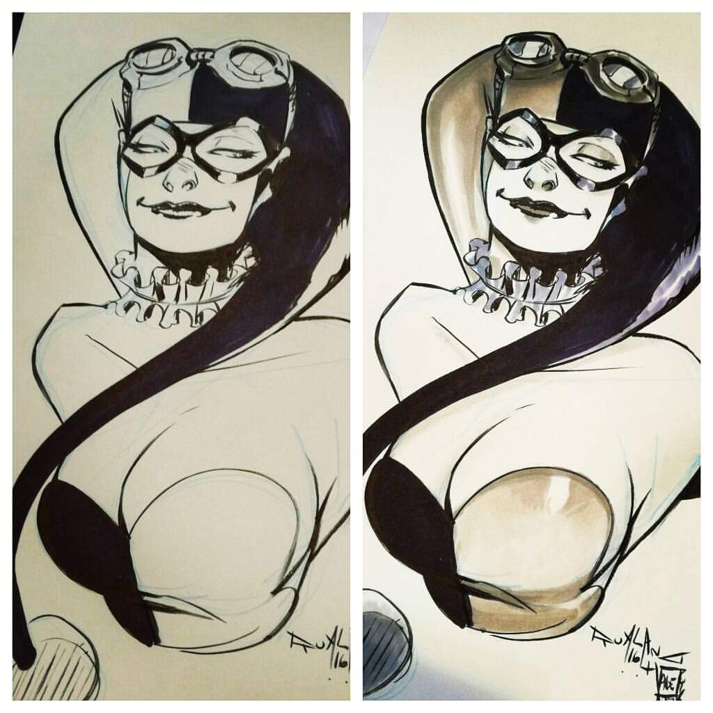 PasqualeQualano's tweet photo. Harley Quinn commissio
Live from Romics 2016
Lineart and inks by Me colors by @vp_pinto
#harleyquinn #dccomics #dcsirens #commission #convention #romics #ink #inking #color #valentinapinto #comics #qualano #pasqualequalano https://t.co/L3X4uMZCXV
